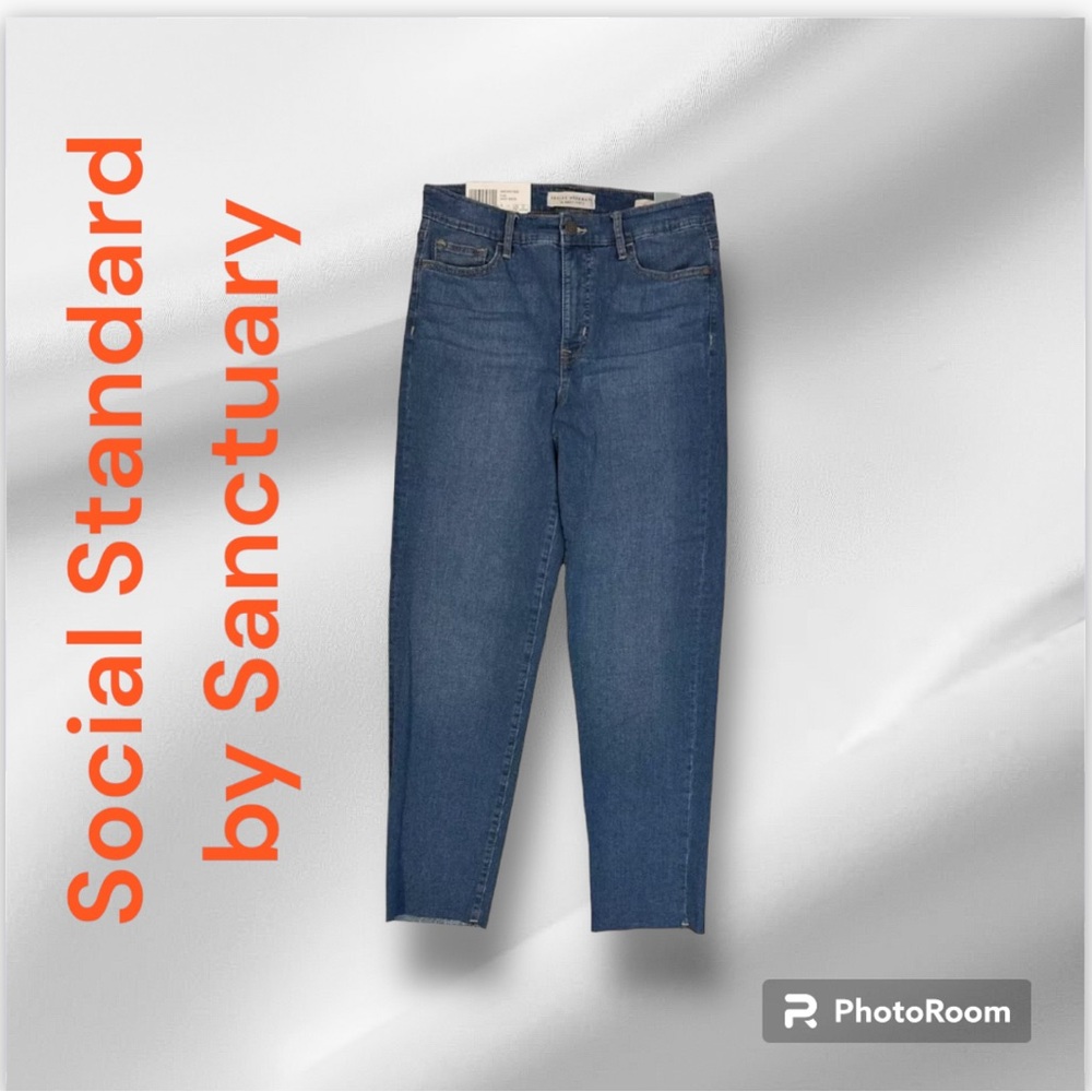 SOCIAL STANDARD by Sanctuary 5 Pocket High Rise Jeans LT BLUE MEDIUM DENIM SZ 14